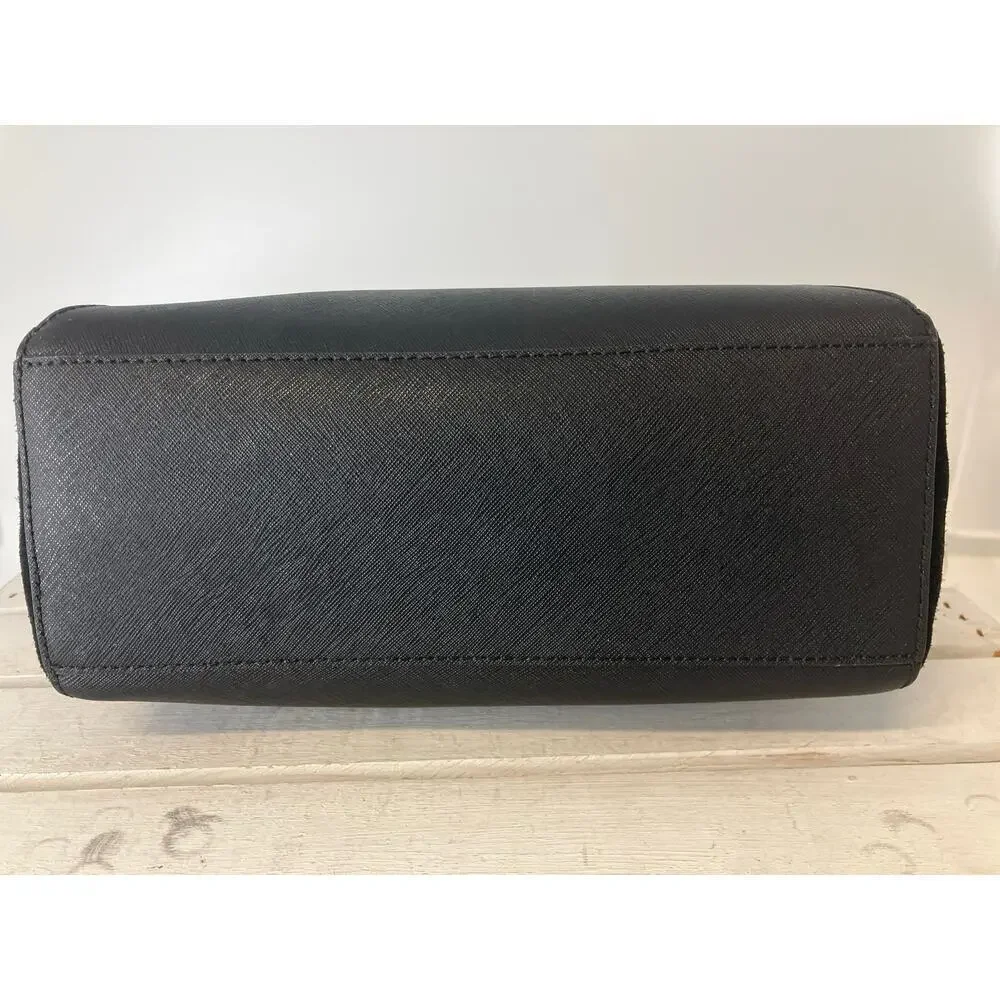 KATE SPADE MEDIUM BLACK SAFFIANO LEATHER AND VELVET HANDBAG